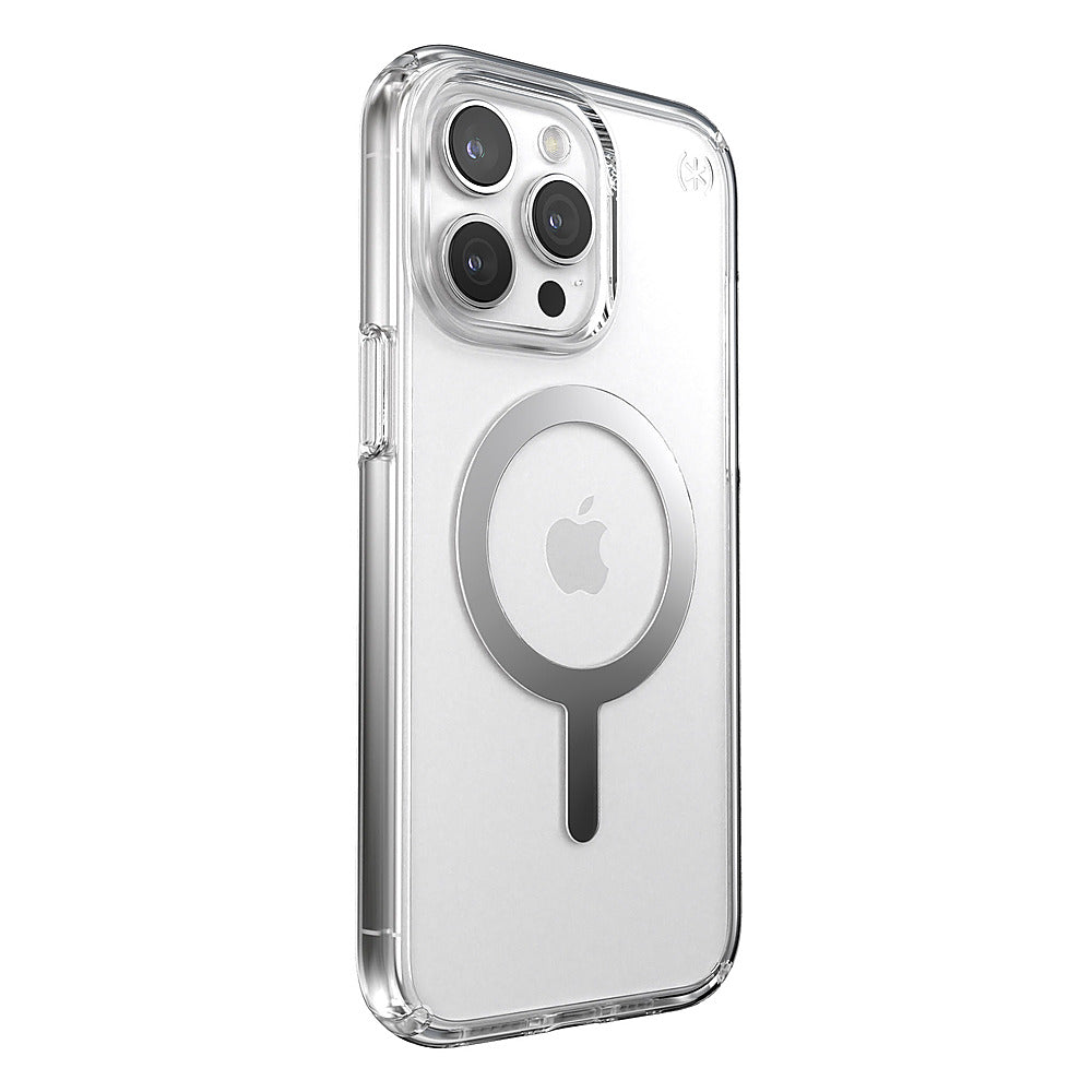 Speck - Presidio Perfect-Clear Case with MagSafe for Apple iPhone 15 Pro Max - Clear/Chrome_5