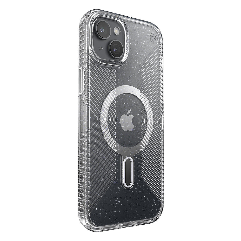 Speck - Presidio Lux Grip ClickLock Case with MagSafe for Apple iPhone 15 Plus/14 Plus - Clear/Chrome_1