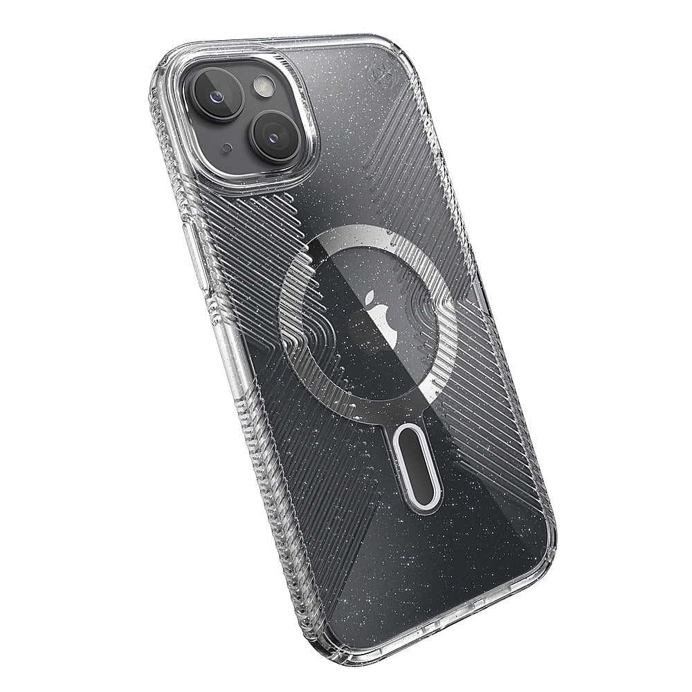 Speck - Presidio Lux Grip ClickLock Case with MagSafe for Apple iPhone 15 Plus/14 Plus - Clear/Chrome_4