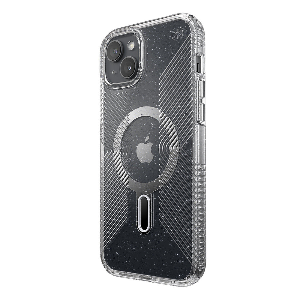 Speck - Presidio Lux Grip ClickLock Case with MagSafe for Apple iPhone 15 Plus/14 Plus - Clear/Chrome_2