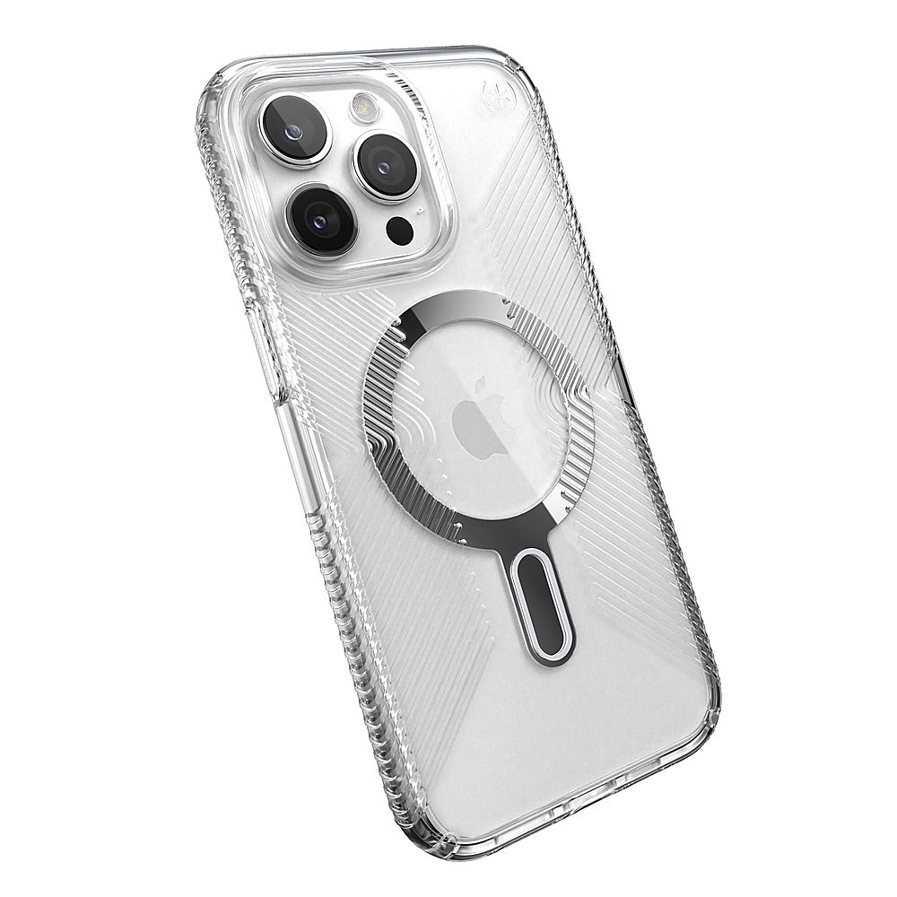 Speck - Presidio Perfect-Clear Grip ClickLock Case with MagSafe for Apple iPhone 15 Pro Max - Clear/Chrome_4
