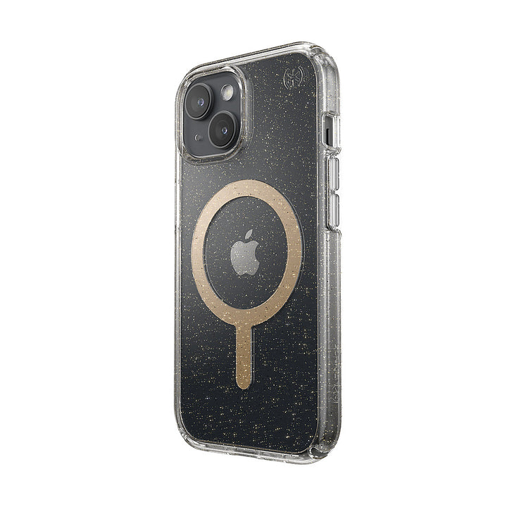 Speck - Presidio Lux Case with MagSafe for Apple iPhone 15/14/13 - Clear/Gold Glitter_2
