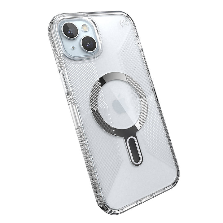 Speck - Presidio Perfect-Clear Grip ClickLock Case with MagSafe for Apple iPhone 15 Plus/14 Plus - Clear/Chrome_3