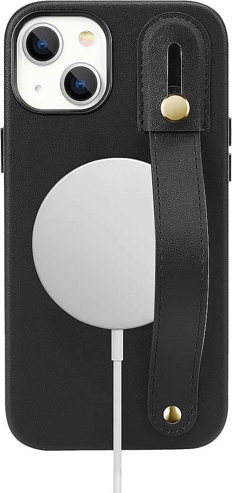 SaharaCase - FingerGrip Series Leather Case with Magsafe for Apple iPhone 15 - Black_1