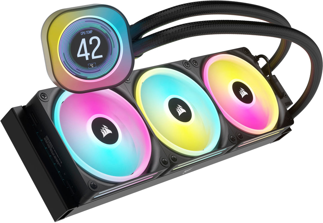 CORSAIR - iCUE LINK H150i QX RGB LED 360mm Radiator Liquid Cooler (3 120mm Core Fans with 2.1" IPS LCD Screen - Black_6