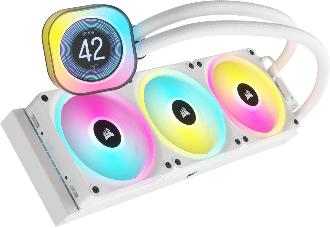 CORSAIR - iCUE LINK H150i QX RGB LED 360mm Radiator Liquid Cooler (3 120mm Core Fans with 2.1" IPS LCD Screen - White_6
