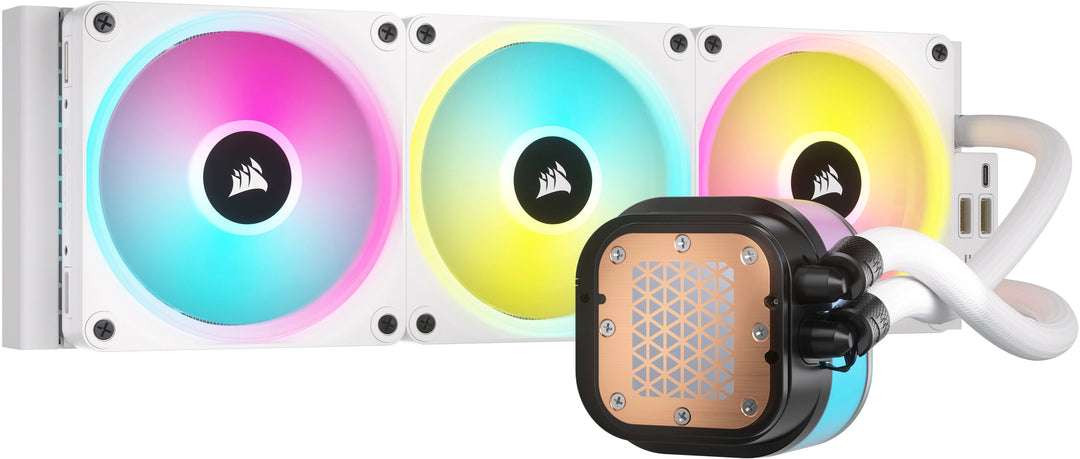 CORSAIR - iCUE LINK H150i QX RGB LED 360mm Radiator Liquid Cooler (3 120mm Core Fans with 2.1" IPS LCD Screen - White_5