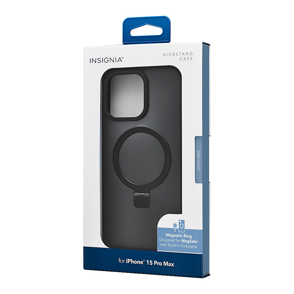 Insignia™ - Hard-Shell Case with MagSafe Kickstand for iPhone 15 Pro Max - Black_6