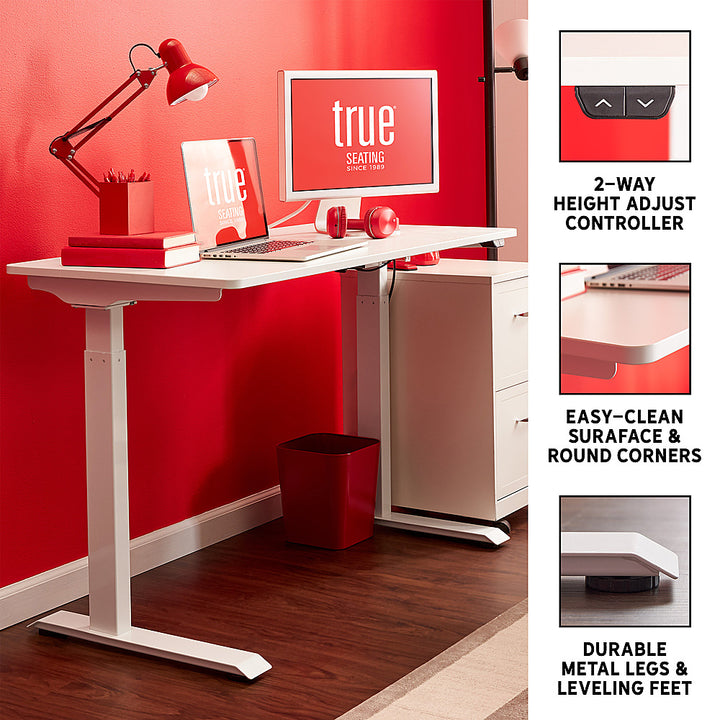 True Seating - Ergo Electric Height Adjustable Standing Desk - White_1