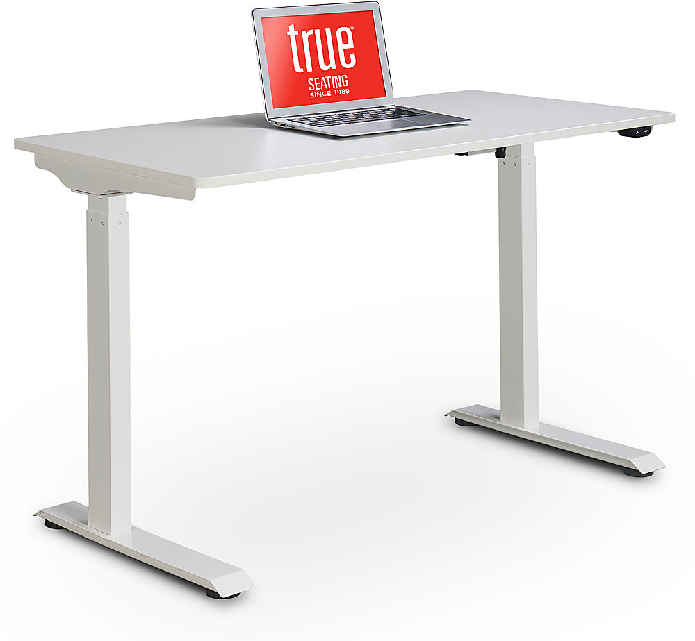 True Seating - Ergo Electric Height Adjustable Standing Desk - White_0