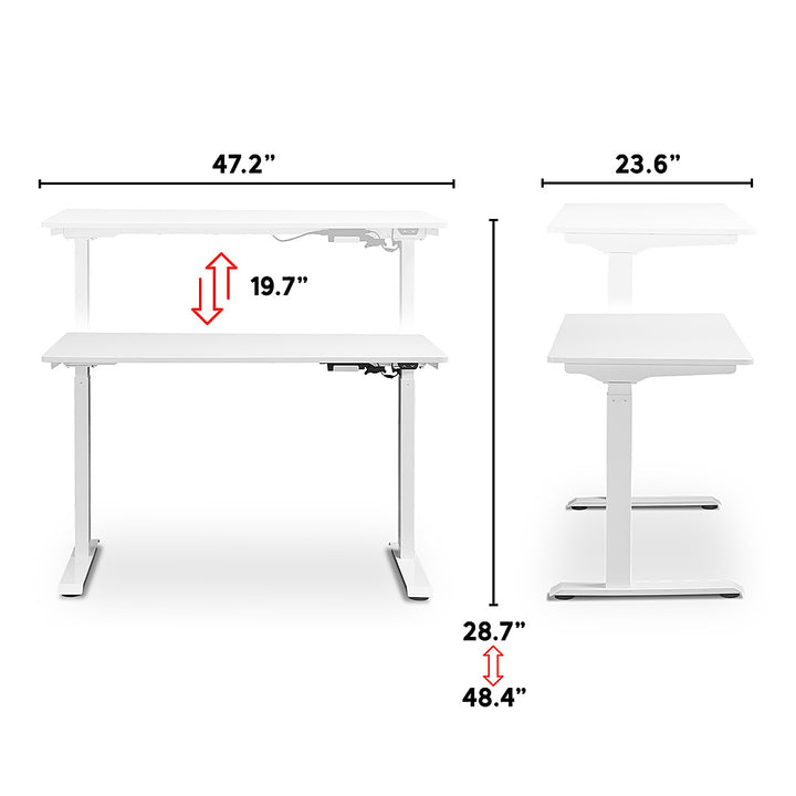 True Seating - Ergo Electric Height Adjustable Standing Desk - White_2