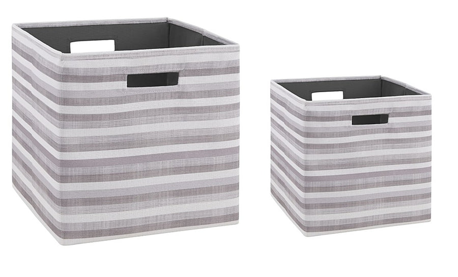 Linon Home Décor - Chabis Foldable Fabric Storage Bins, Set of Two - Gray Stripe_0