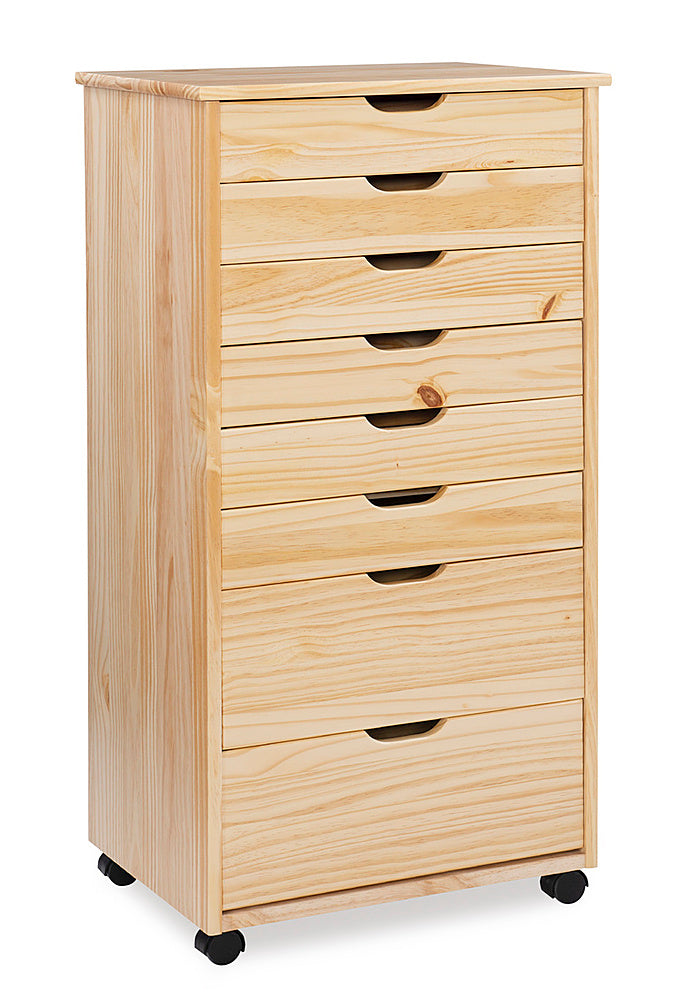 Linon Home Décor - Monte Eight-Drawer Rolling Storage Cart - Natural_0
