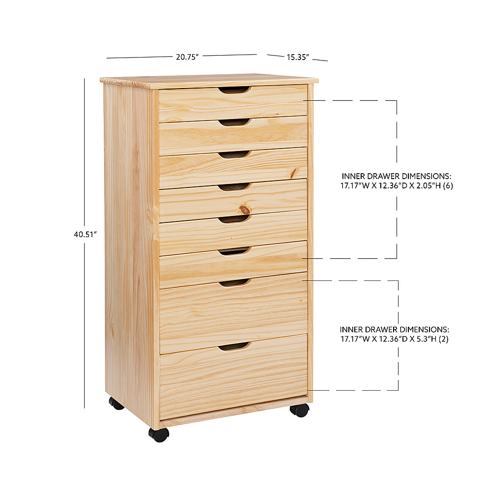 Linon Home Décor - Monte Eight-Drawer Rolling Storage Cart - Natural_11