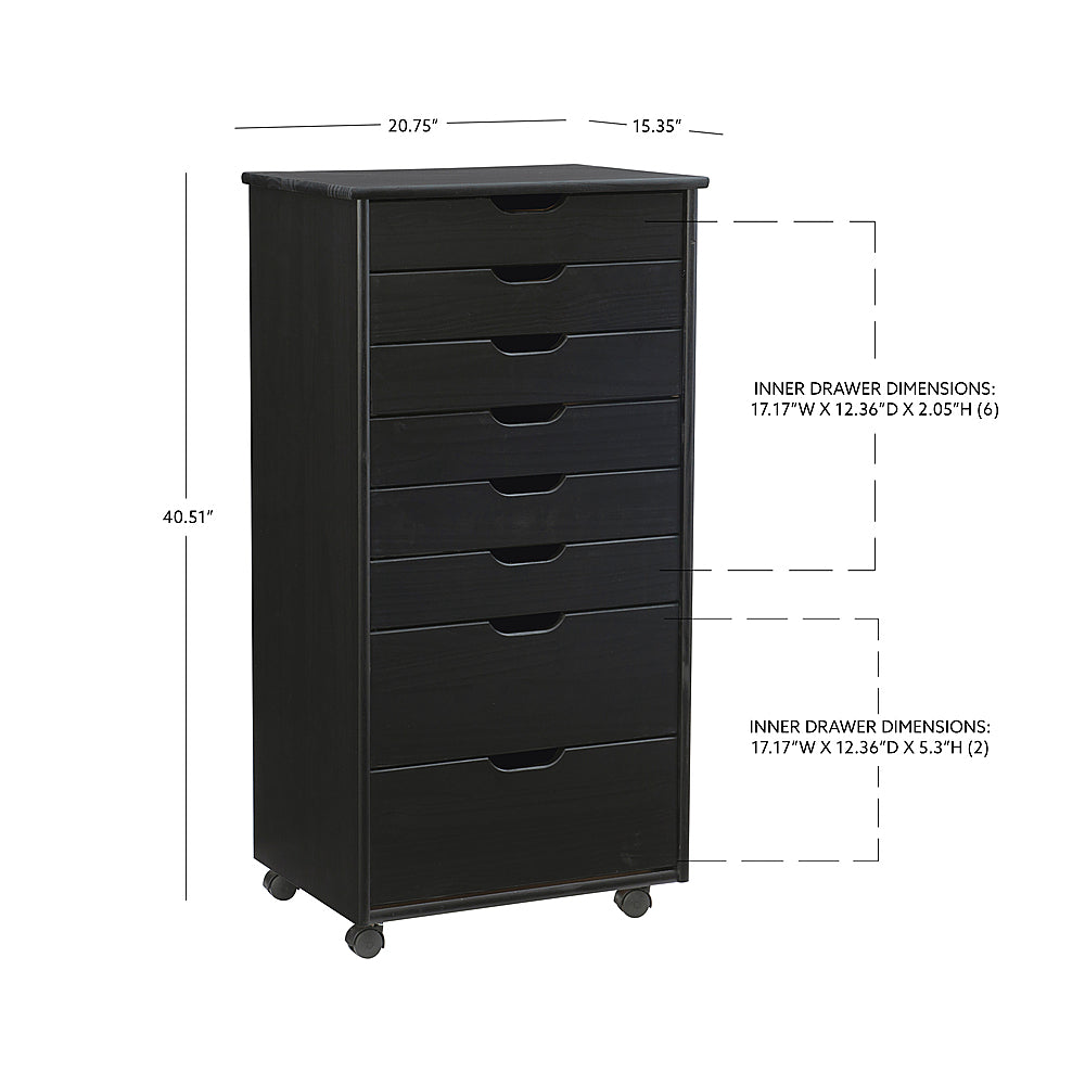 Linon Home Décor - Monte Eight-Drawer Rolling Storage Cart - Black_16