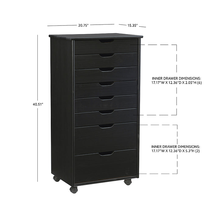 Linon Home Décor - Monte Eight-Drawer Rolling Storage Cart - Black_16