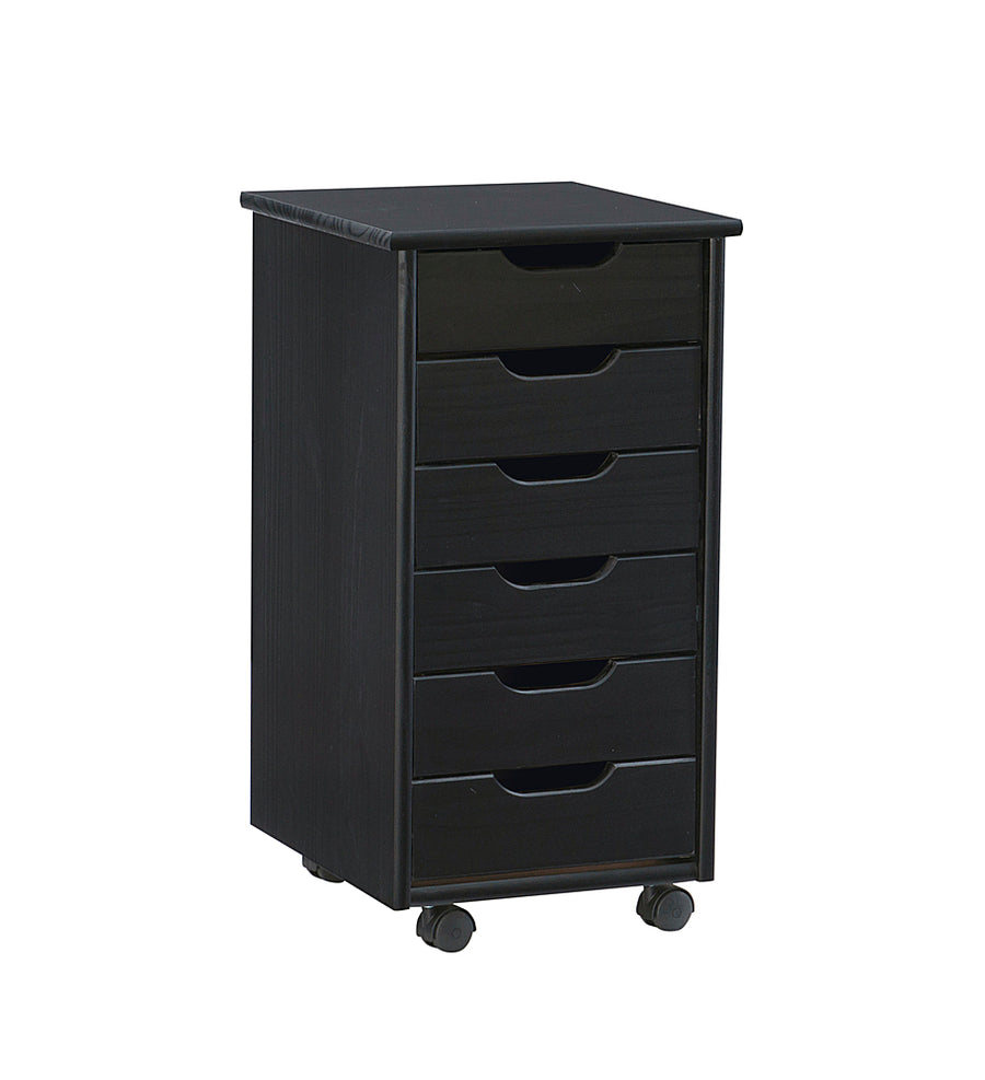 Linon Home Décor - Monte Six-Drawer Rolling Storage Cart - Black_0