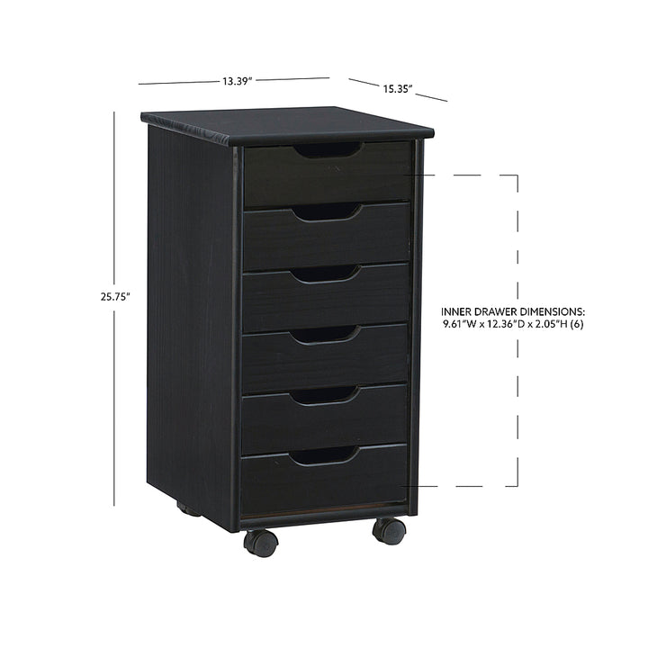 Linon Home Décor - Monte Six-Drawer Rolling Storage Cart - Black_20