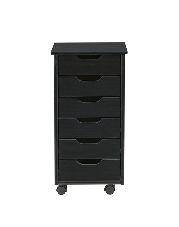 Linon Home Décor - Monte Six-Drawer Rolling Storage Cart - Black_2