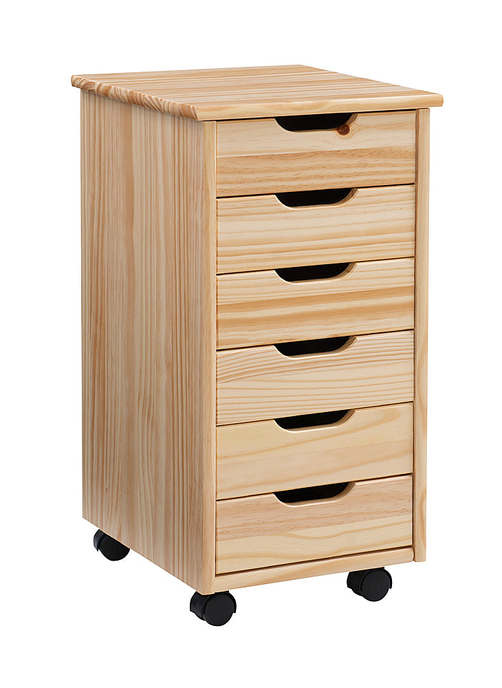 Linon Home Décor - Monte Six-Drawer Rolling Storage Cart - Natural_0