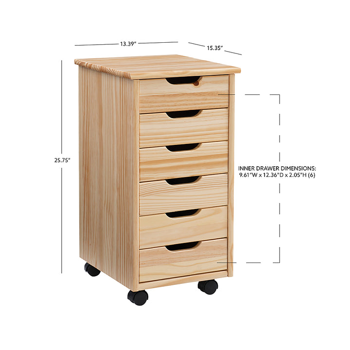 Linon Home Décor - Monte Six-Drawer Rolling Storage Cart - Natural_15