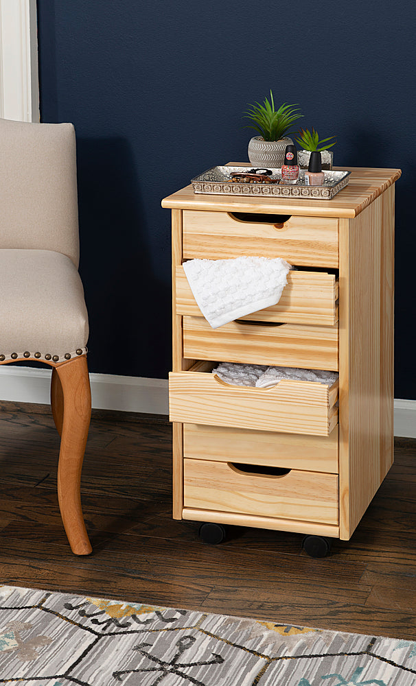 Linon Home Décor - Monte Six-Drawer Rolling Storage Cart - Natural_11