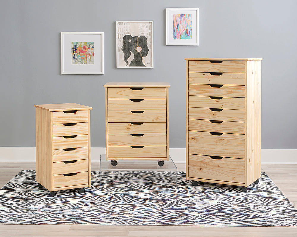 Linon Home Décor - Monte Six-Drawer Rolling Storage Cart - Natural_5