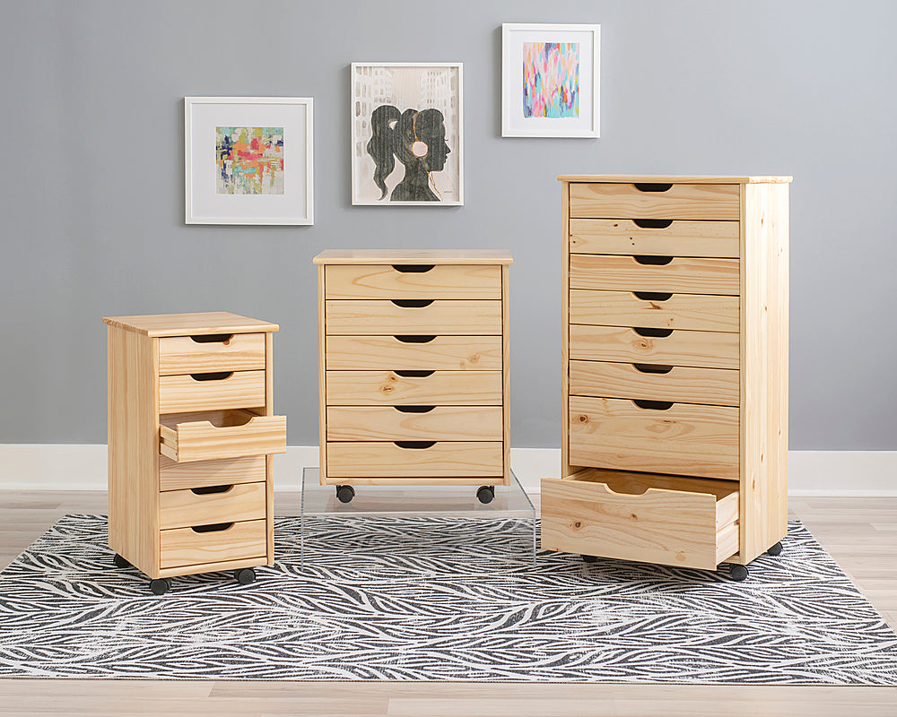 Linon Home Décor - Monte Six-Drawer Rolling Storage Cart - Natural_3