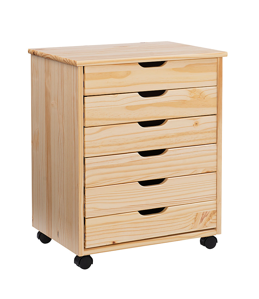 Linon Home Décor - Monte Wide Six-Drawer Rolling Storage Cart - Natural_0