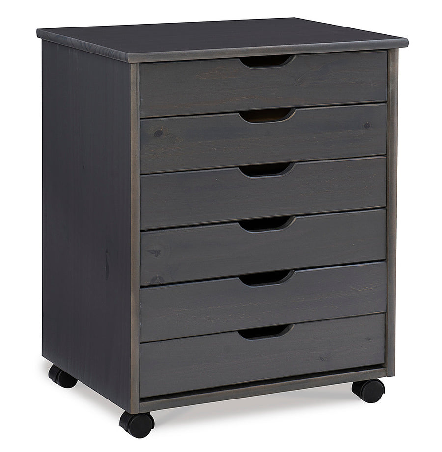 Linon Home Décor - Monte Wide Six-Drawer Rolling Storage Cart - Gray_0