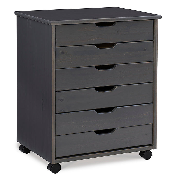Linon Home Décor - Monte Wide Six-Drawer Rolling Storage Cart - Gray_0