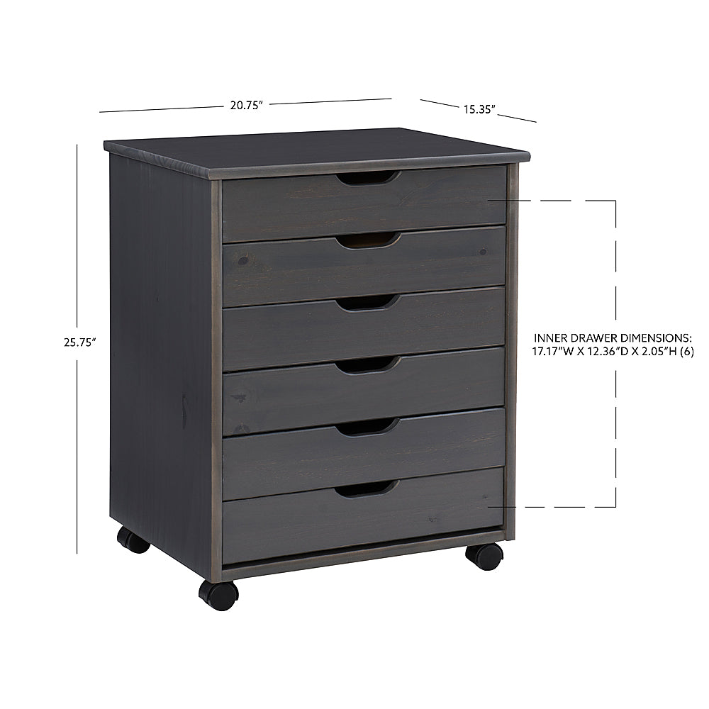 Linon Home Décor - Monte Wide Six-Drawer Rolling Storage Cart - Gray_9