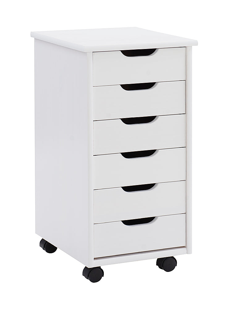 Linon Home Décor - Monte Six-Drawer Rolling Storage Cart - Whitewash_0