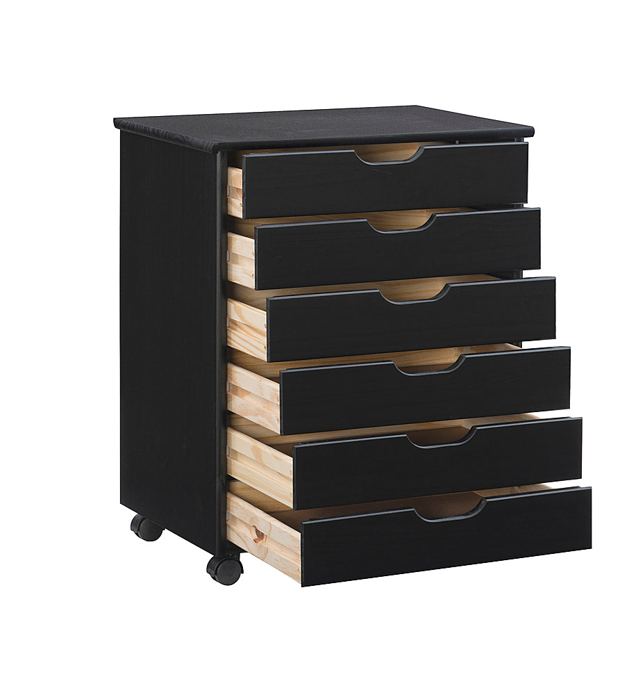 Linon Home Décor - Monte Wide Six-Drawer Rolling Storage Cart - Black_1