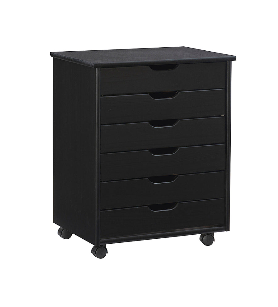 Linon Home Décor - Monte Wide Six-Drawer Rolling Storage Cart - Black_0