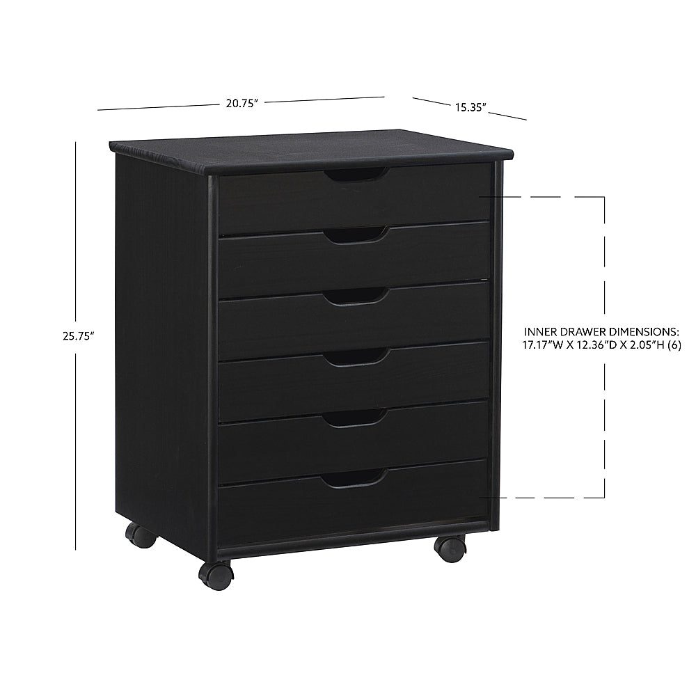 Linon Home Décor - Monte Wide Six-Drawer Rolling Storage Cart - Black_17
