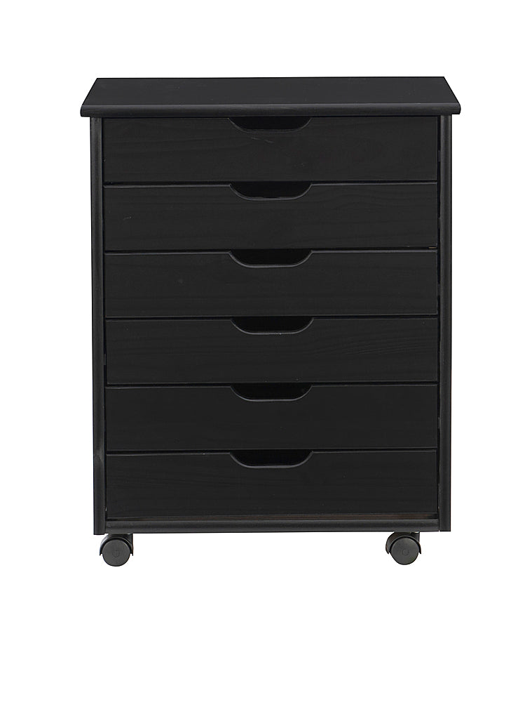 Linon Home Décor - Monte Wide Six-Drawer Rolling Storage Cart - Black_2