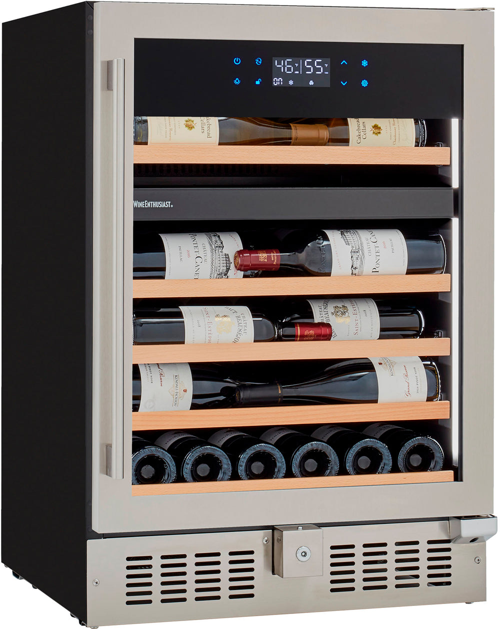 Wine Enthusiast - SommSeries2 46 Bottle Dual Zone with VinoView Display Shelving - Stainless Steel_1