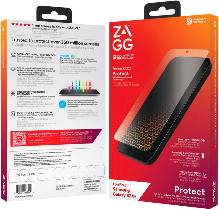 ZAGG - InvisibleShield Glass Fusion XTR3 Screen Protector for Samsung Galaxy S24+ - Clear_2