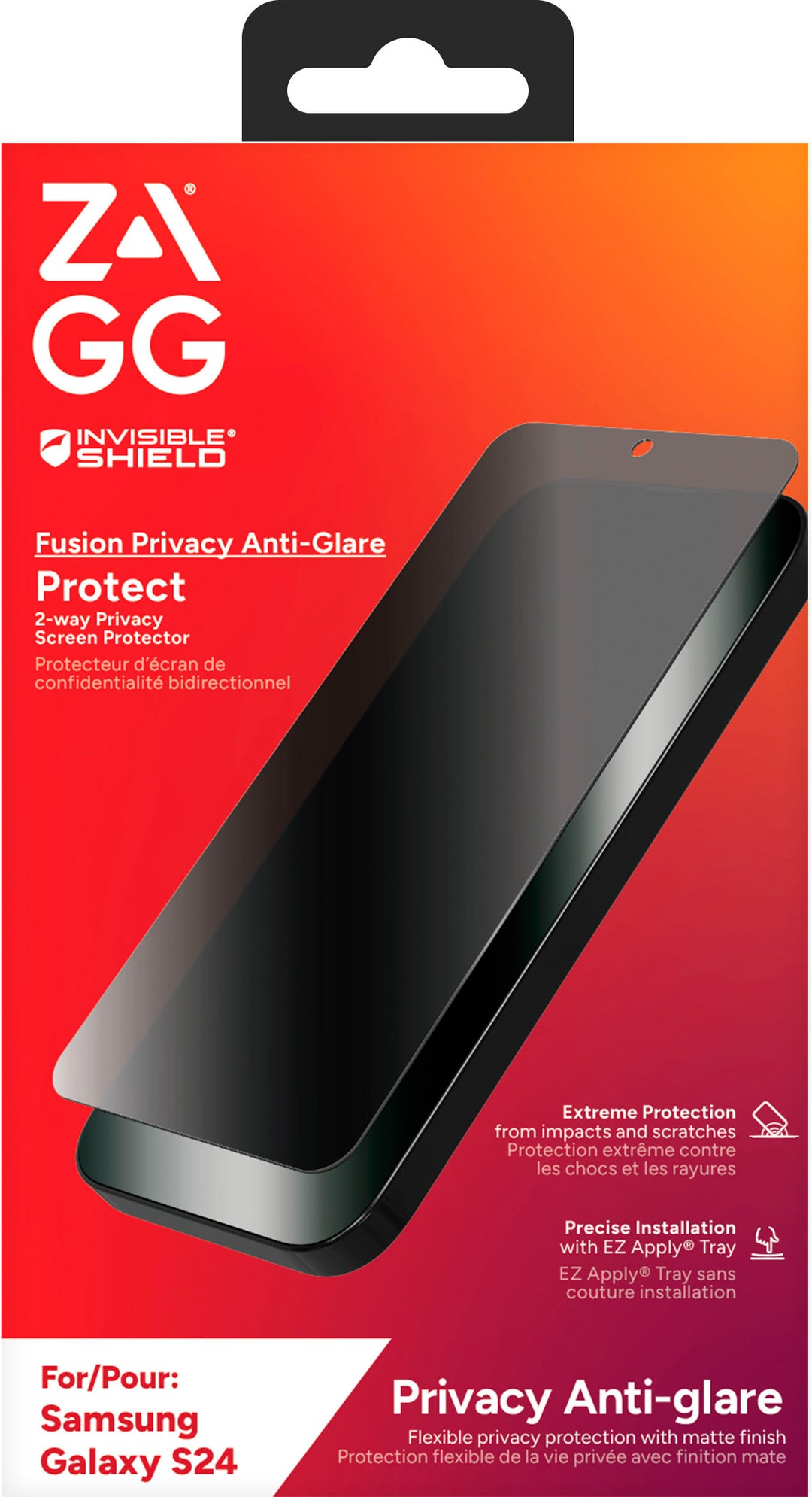 ZAGG - InvisibleShield Glass Fusion Privacy Screen Protector for Samsung Galaxy S24 - Clear_4