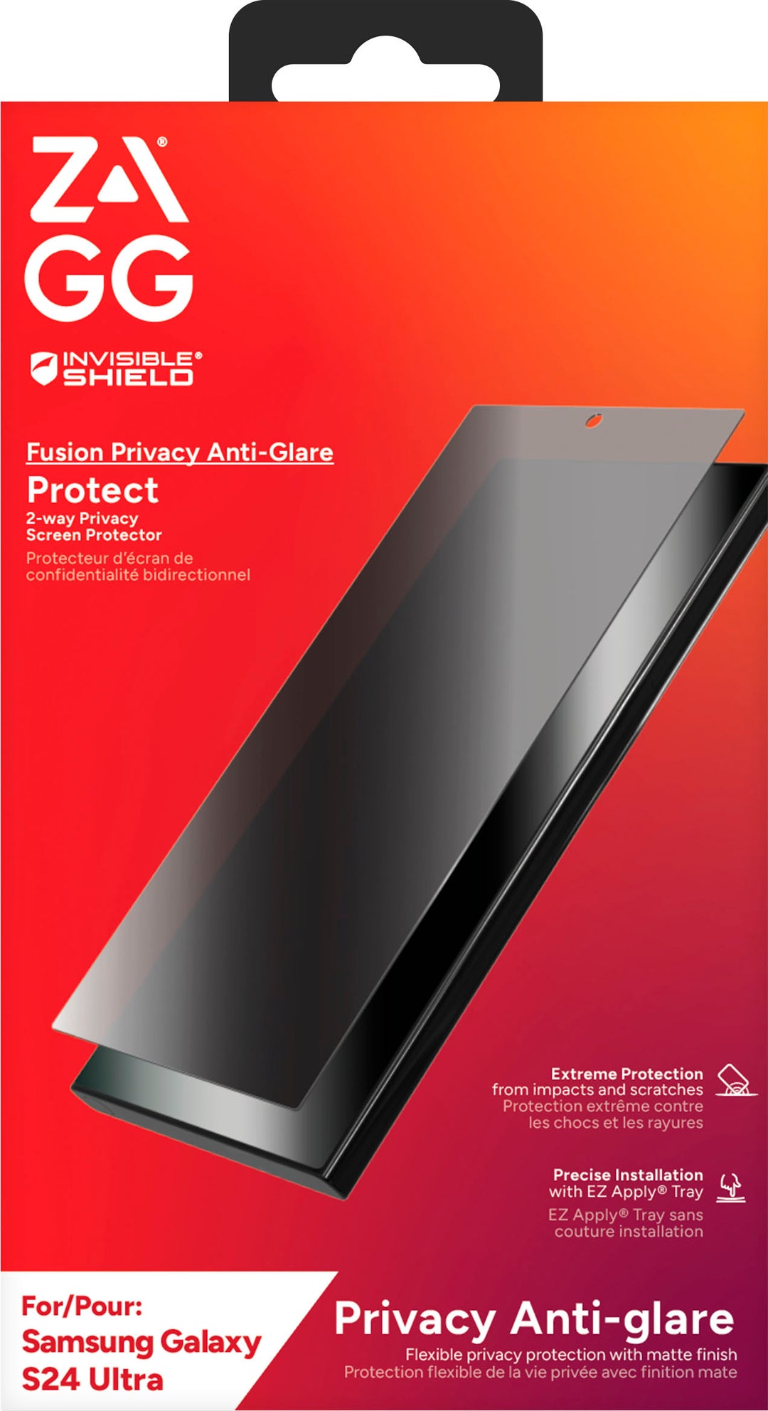 ZAGG - InvisibleShield Glass Fusion Privacy Screen Protector for Samsung Galaxy S24 ultra - Clear_4