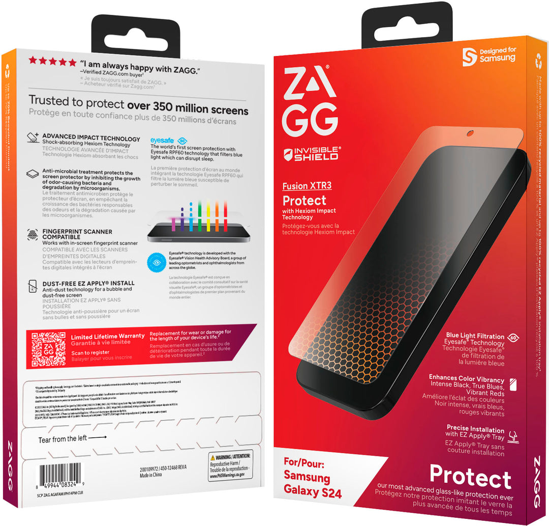 ZAGG - InvisibleShield Glass Fusion XTR3 Screen Protector for Samsung Galaxy S24 - Clear_2