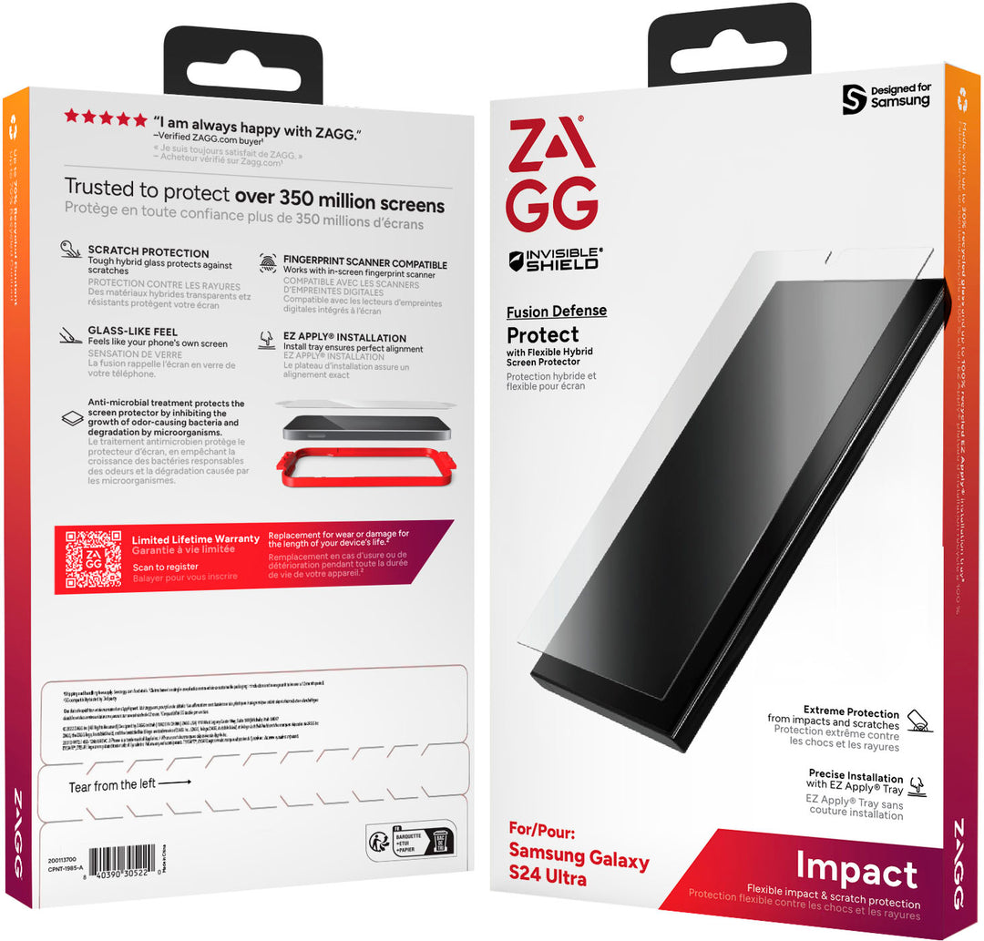 ZAGG - InvisibleShield Glass Fusion Defense Screen Protector for Samsung Galaxy S24 ultra - Clear_2