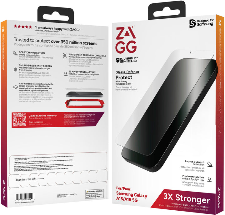 ZAGG - InvisibleShield Glass+ Defense Screen Protector for Samsung Galaxy A15/A15 5G - Clear_2