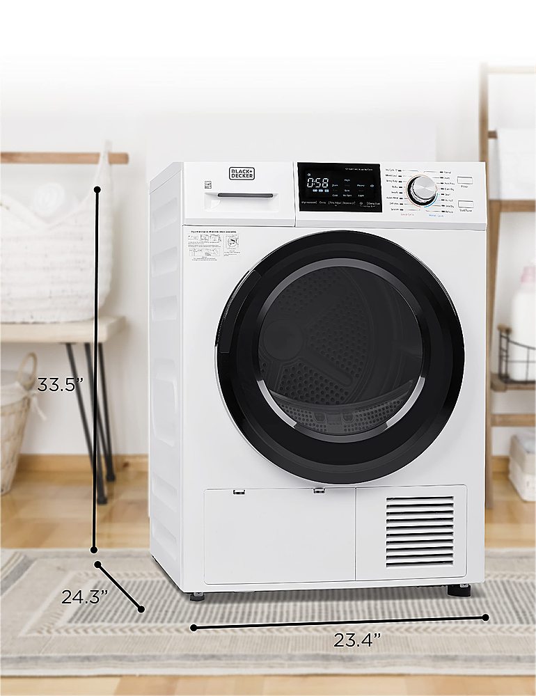 Black+Decker - 4.4 Cu.Ft. Stackable Smart Electric Dryer with Standard Wall Outlet - White_1