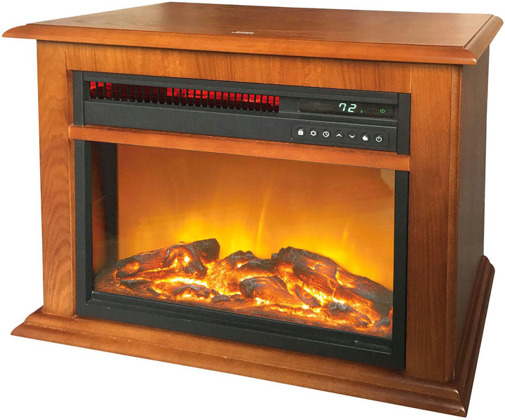 Lifesmart - 3-Element Infrared Fireplace in Oak Mantel - Black_2