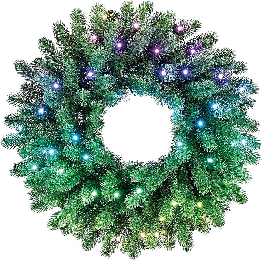 Twinkly Smart Light Regal Pre-Lit Wreath 24 Inch 50 RGB LED - Green_0