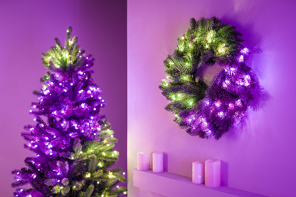 Twinkly Smart Light Regal Pre-Lit Wreath 24 Inch 50 RGB LED - Green_2
