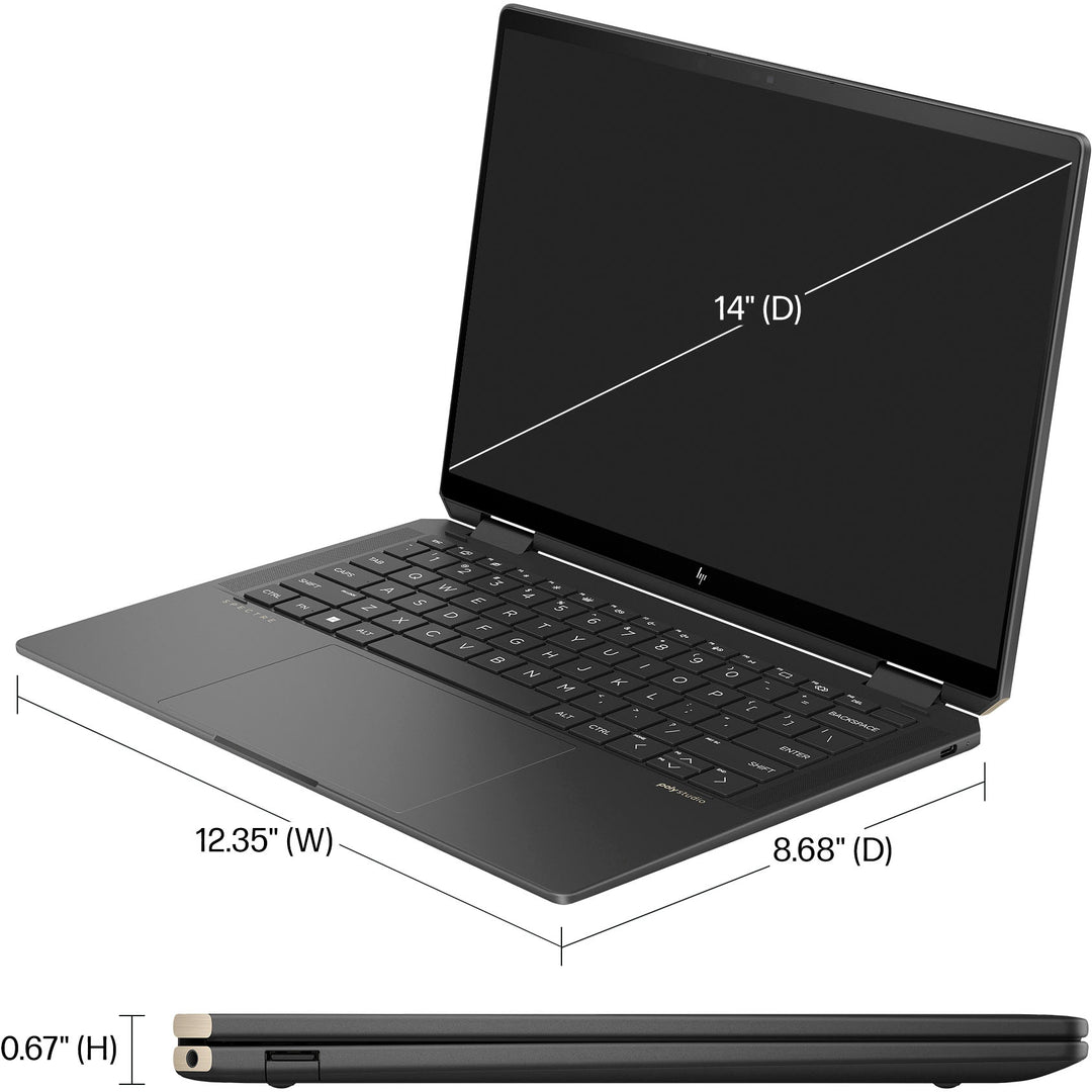 HP - Spectre 2-in-1 14" 2.8K OLED Touch-Screen Laptop - Intel Core Ultra 7 - 16GB LPDDR5x Memory - 1TB SSD - Nightfall Black_8