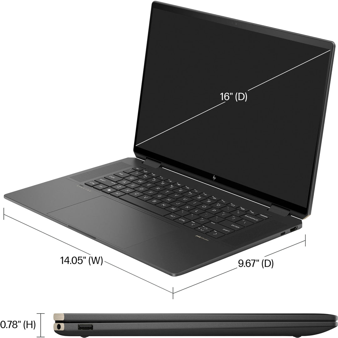 HP - Spectre 2-in-1 16" 2.8K OLED Touch-Screen Laptop - Intel Core Ultra 7 - 32GB LPDDR5x Memory - 1TB SSD - Nightfall Black_8